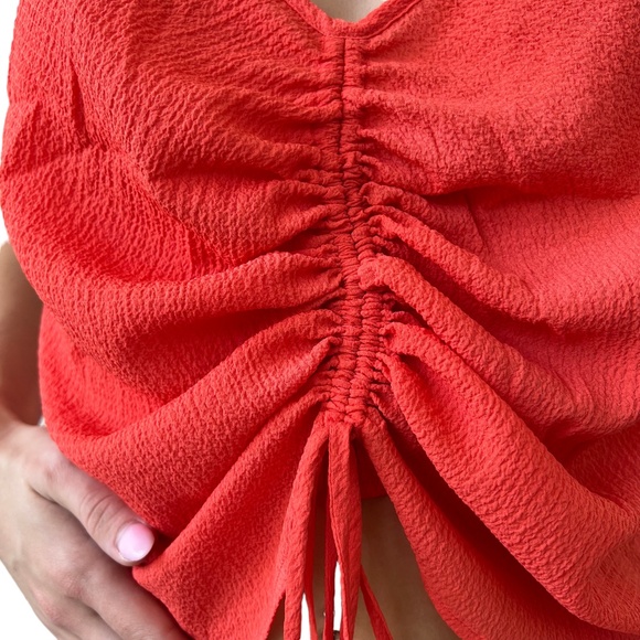 Solid & Striped Cover UP Swim SET Lucia Seersucker Top Cami Roya Pants Coral MED - Picture 8 of 10